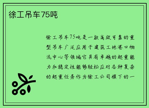 徐工吊车75吨